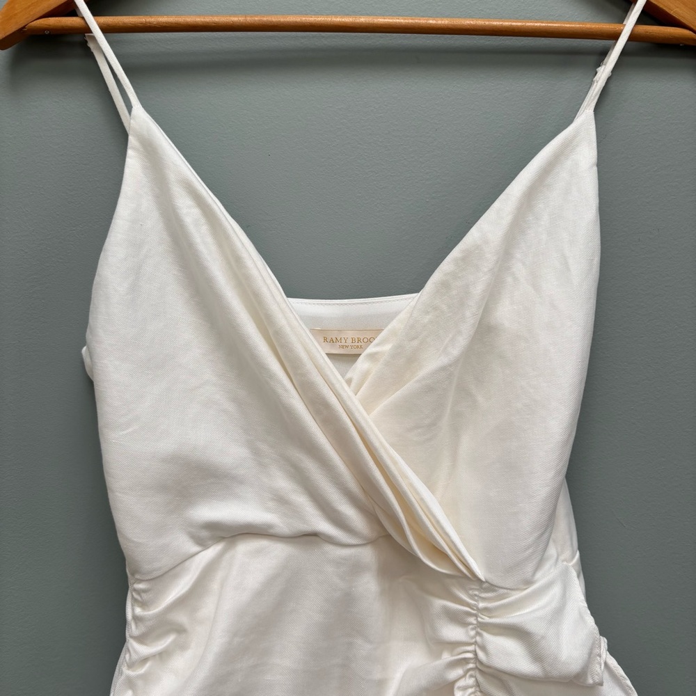 RAMY BROOK May Ruched Ruffle Side Mini Dress In White 2 - Picture 4 of 8